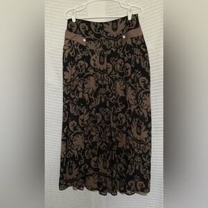 Zella Black and Brown Midi Pencil Skirt Cocktail